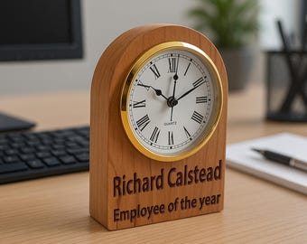 Engraved Desk Clock – Custom Name, Logo, or Message | Perfect Office Gift