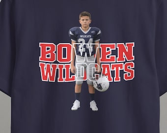 Personalized Youth Football Photo Shirt, Custom Player Name Tee, Football Team Spirit Shirt, Senior Night Gift, Custom Sports Tee