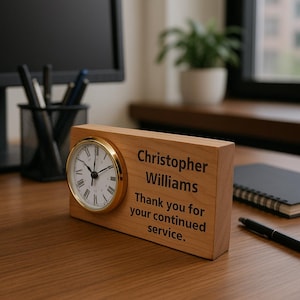 Engraved Desk Clock – Custom Name, Logo, or Message | Perfect Office Gift