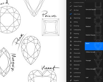 Edelstein Schliff Stempel für Procreate | Schmuck-Design-Tool | Digitaler Download
