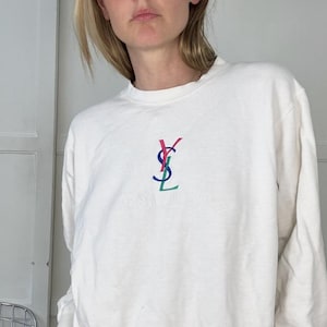 Vintage YSL Yves Saint Laurent Sweatshirt - White - Etsy