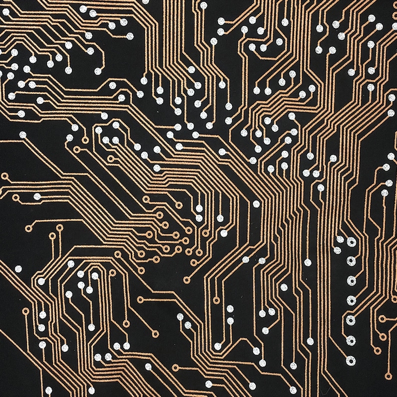 Men's black Circuit Board T-shirt with screen printed metallic inks printed on Next Level tee