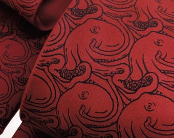 Octopus Tie - Black Octopuses on Dark Red or Light Gray Necktie - Geek Gift