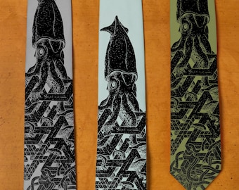Squid Tie - Impossible Squid Necktie - Men's Optical Illusion Gift