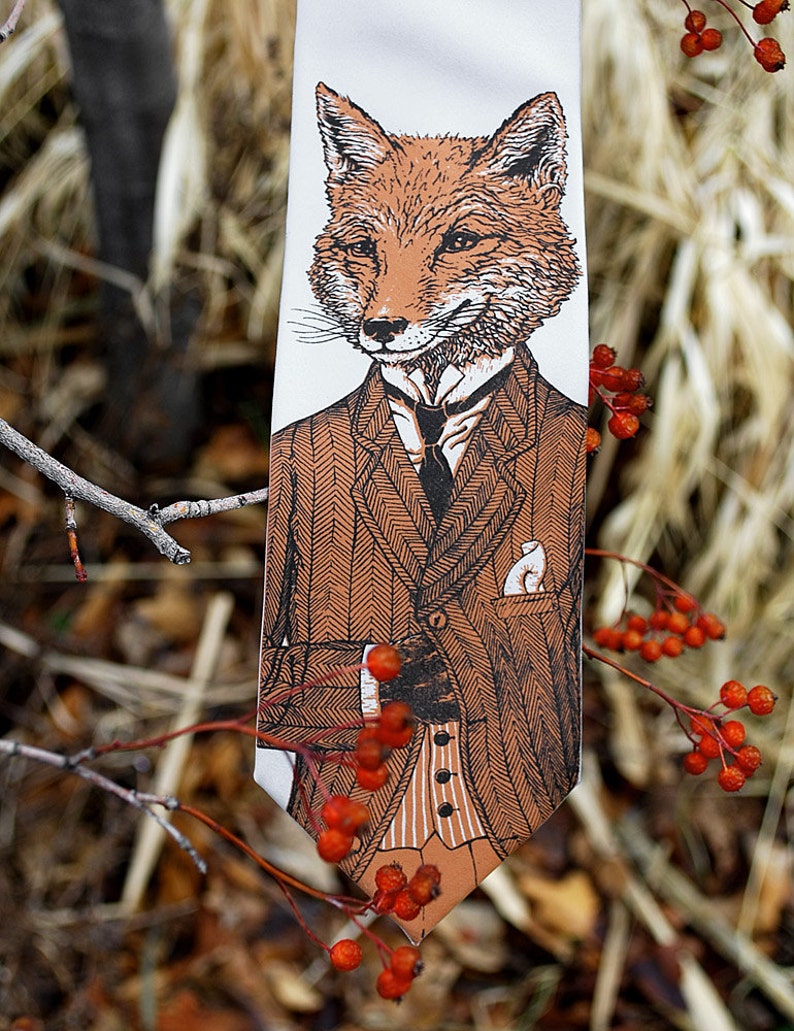 Necktie Dapper Fox Tie Men's Fox Necktie Gifts for Etsy