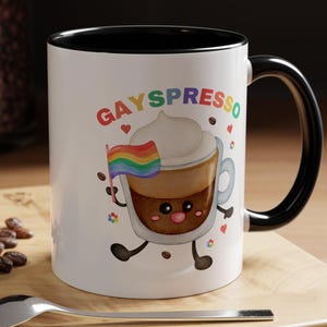 Gayspresso Queer funny Mug, Gay Gifts, LGBT Gift Gay Best Friend, Pride Mug, pride month gift, Colorful Rainbow Design, LGBTQ+ Gift