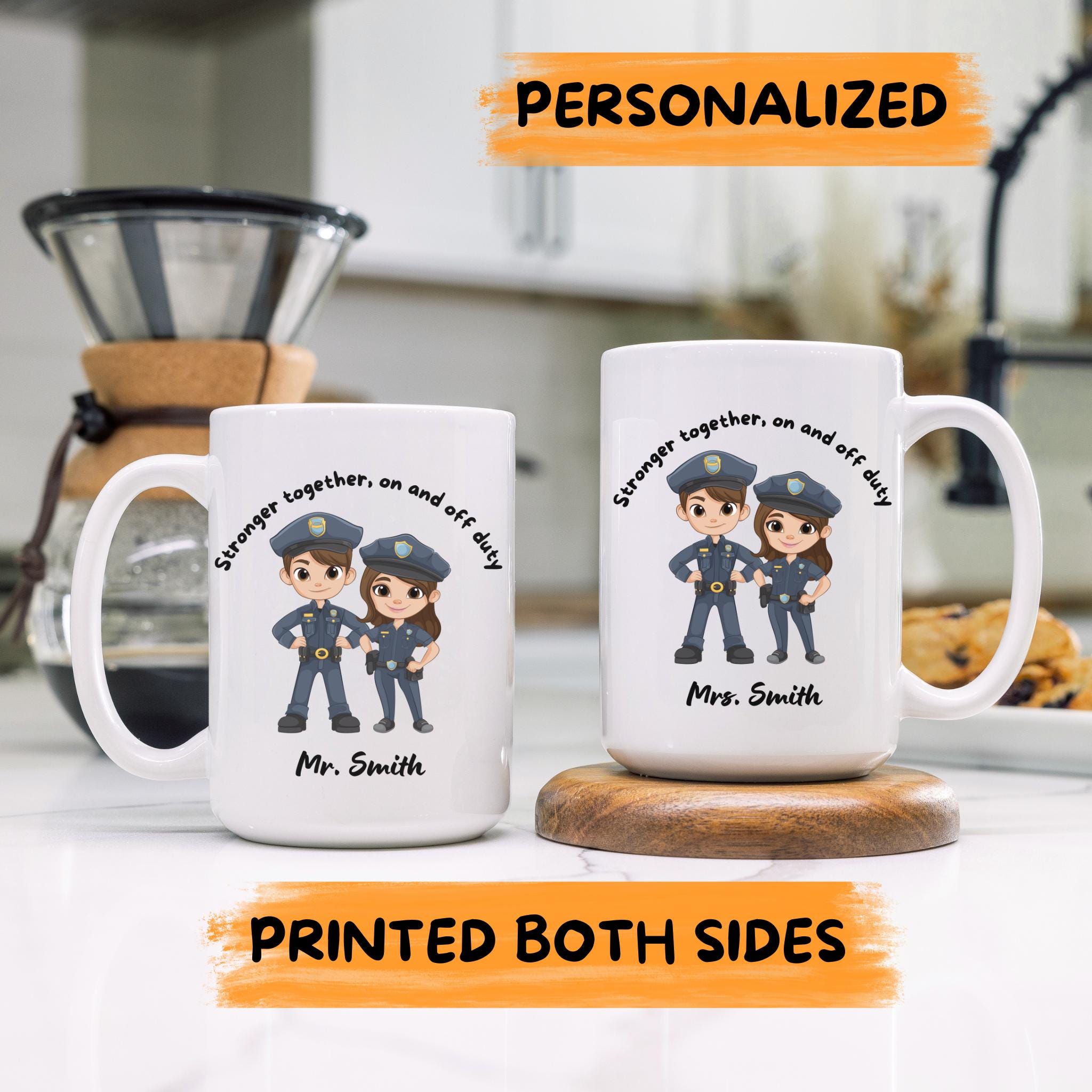Police Couple SET Mug, Custom Mom Dad police Coffee SET Cup, Cop Officer Gift, Personalized Police Mug, Police Wife Gift, Police Officer Mug