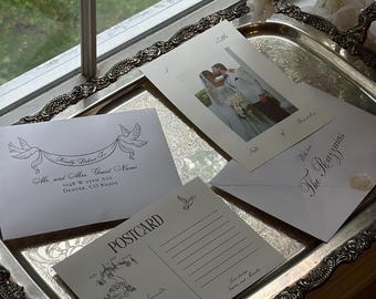 Elegant Wedding Thank You Postcard Template | Photo Card, Envelope Design (Digital Download)