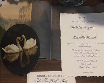 Timeless Swan Themed Wedding Suite | | Romantic European Style | Editable Template