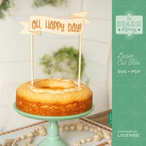 Banner Cake Topper SVG Bundle / 8 messaggi intercambiabili per taglio laser / Decorazioni fai da te per torte e regali / Download digitale istantaneo