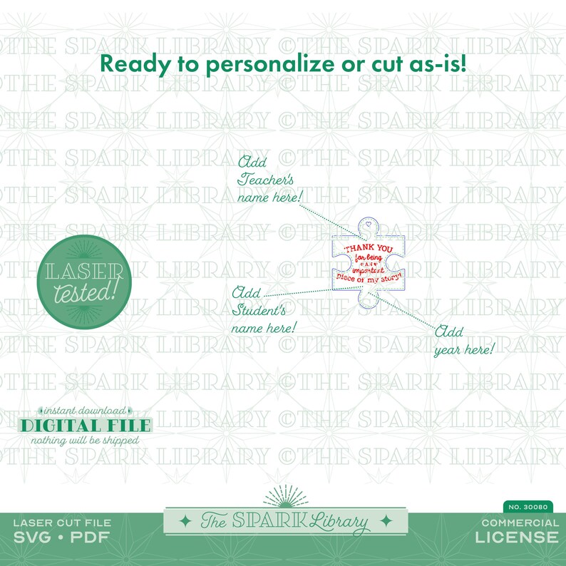Teacher Puzzle Piece Ornament SVG | Teacher Gift Cut File | Laser Cut ...