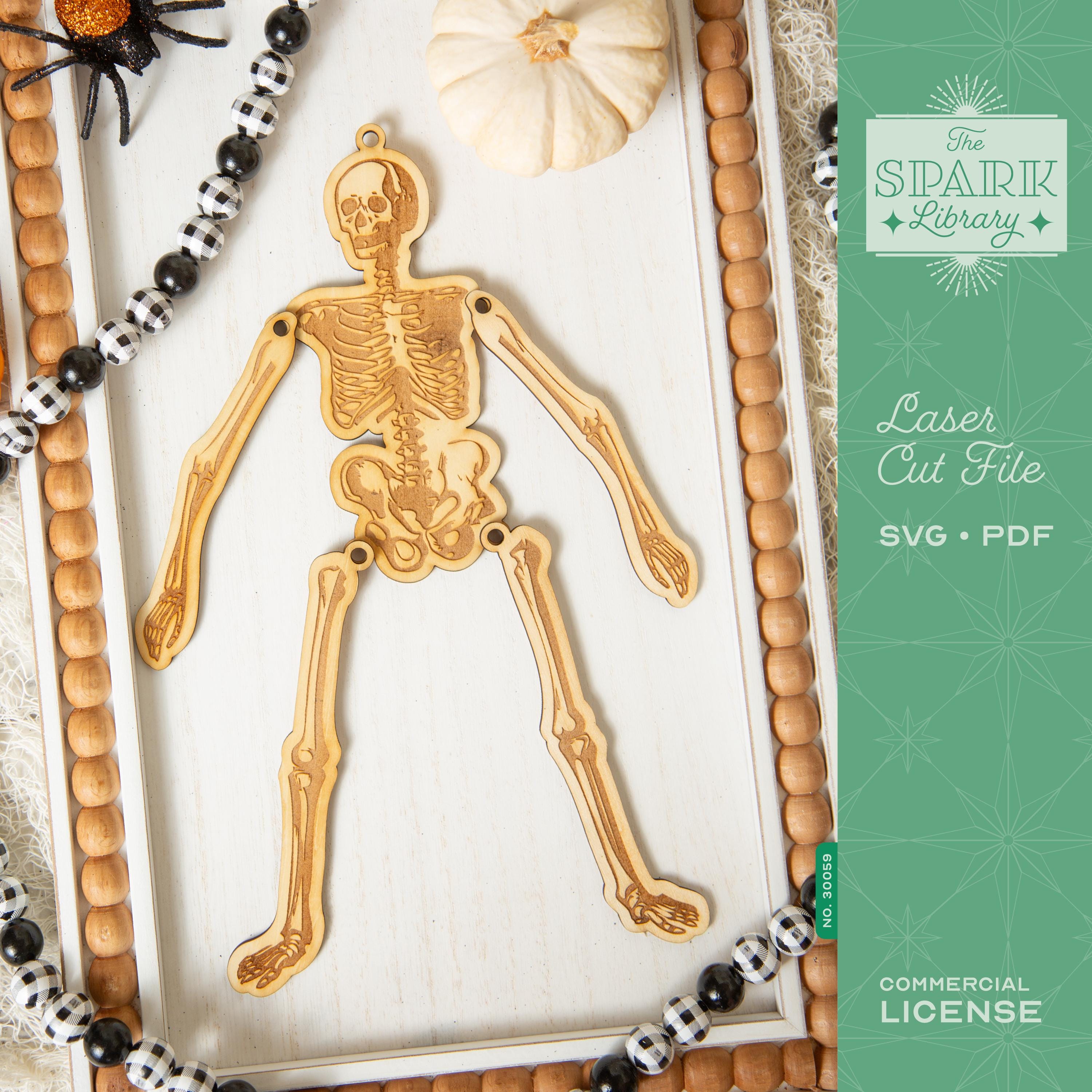 Jointed Skeleton SVG File | Laser Cut Halloween Decor | Gothic Creepy ...