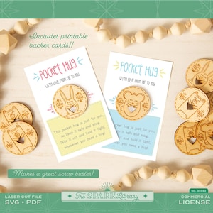 Pocket Hug SVG Bundle | Laser Cut File with Backer Card | DIY Gift for Kids, Camp or School | Digital Download for Laser Maker | Scrapbuster