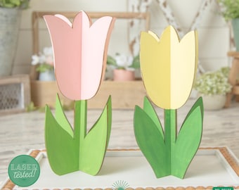Tulip SVG Bundle | Laser Cut 3D Flowers, Spring Decor Craft File (SVG, PDF)