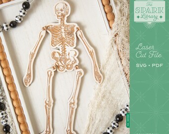Jointed Skeleton SVG File | Laser Cut Halloween Decor | Gothic Creepy Wall Hanging Digital Cut File