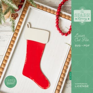 Wooden Stocking SVG | Christmas Stocking Cut File | Laser Cut File for Wood | Vintage Holiday Decor | DIY Christmas Ornament Craft
