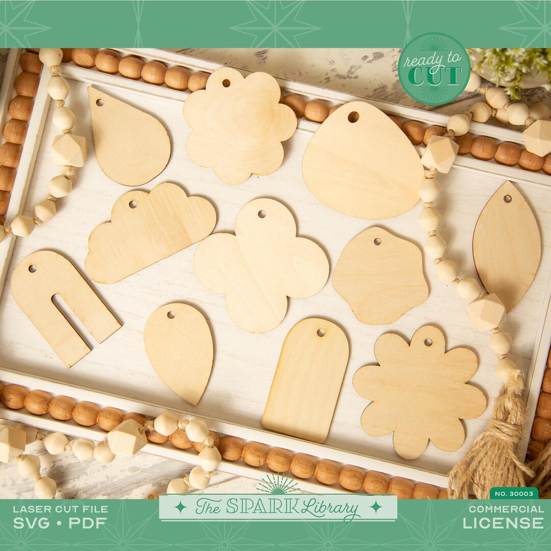 Organic Shape Tag Set SVG: Laser Cut File (PDF Version Also Included ...