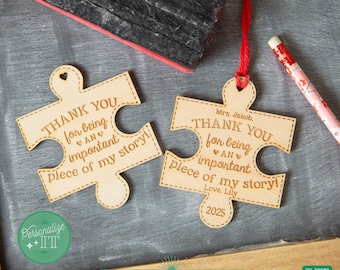Teacher Puzzle Piece Ornament SVG | Teacher Gift Cut File | Laser Cut Ornament PDF | Teacher Appreciation | Christmas Gift