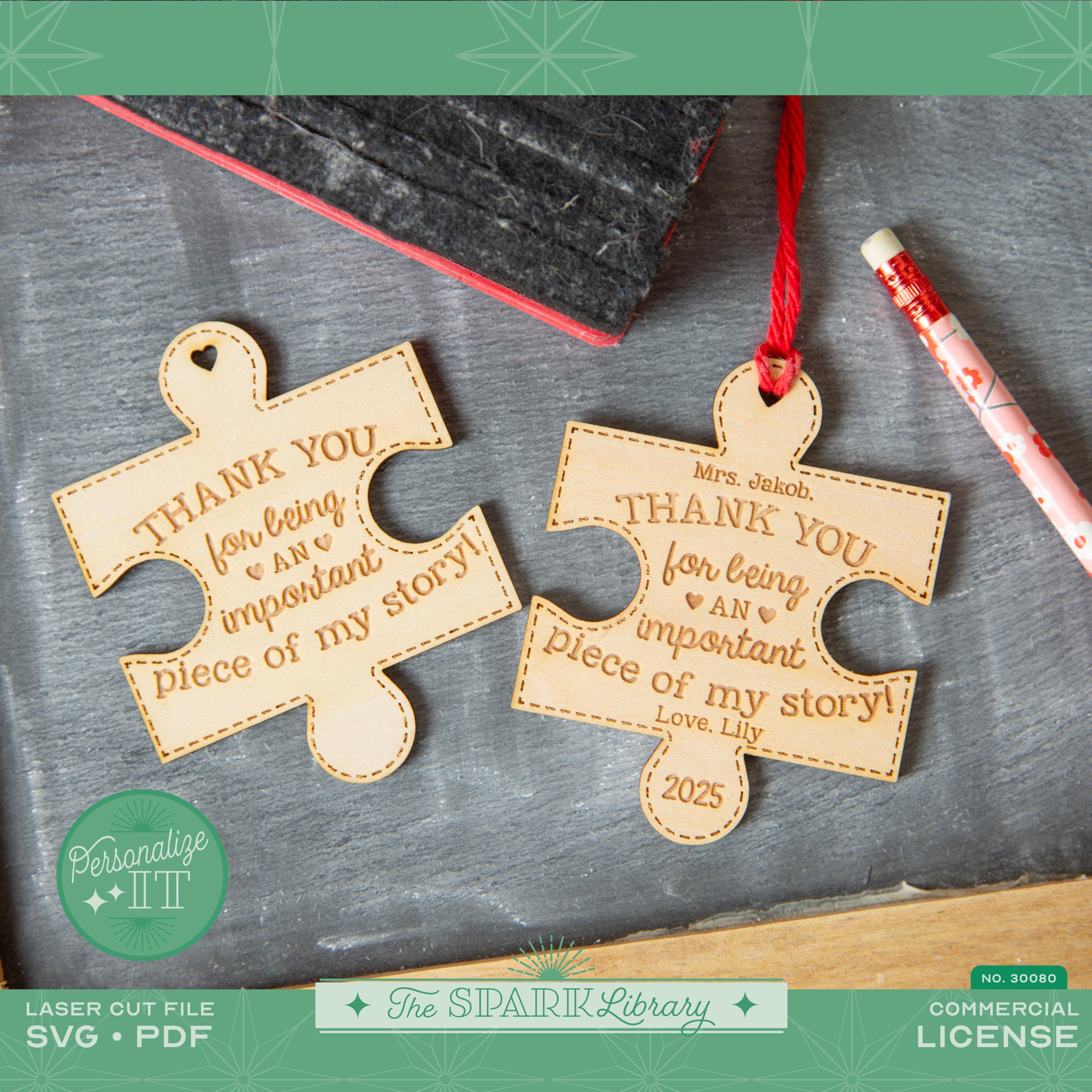 Teacher Puzzle Piece Ornament SVG | Teacher Gift Cut File | Laser Cut ...