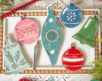 Vintage Christmas Ornament SVG | Retro Shiny Ornament Style | Layered Holiday Decor | Laser Cut File Set | Winter Market Seller
