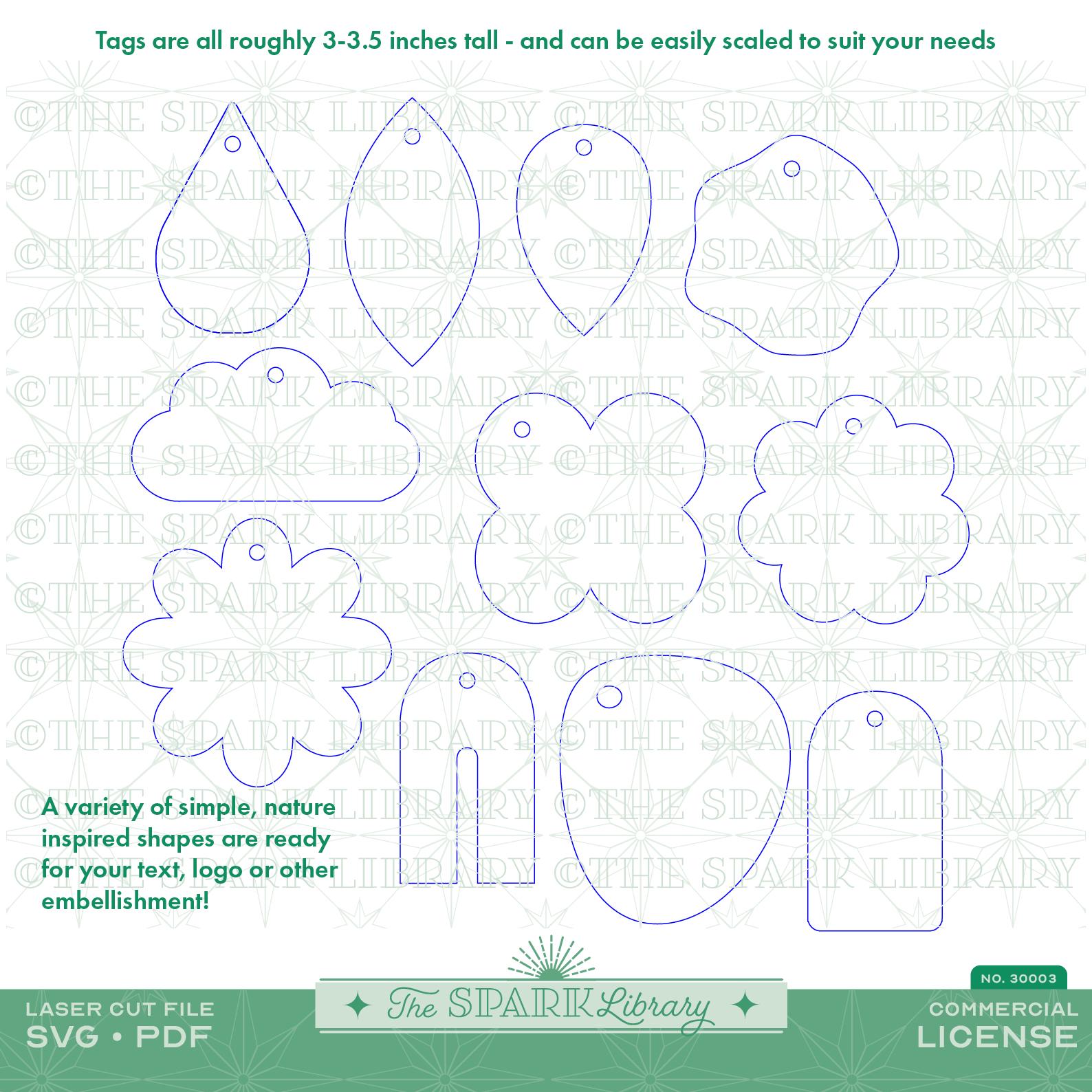 Organic Shape Tag Set SVG: Laser Cut File (PDF Version Also Included ...