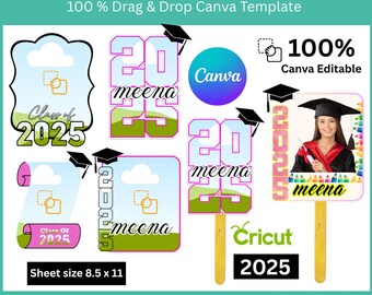 2025 Grad Paddle fan template,Graduation Fan Templates, Paddle Fan Template,Custom Grad Fan,Graduation Templates svg, Graduation Cake topper