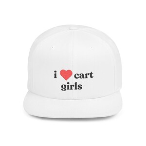 I Love Cart Snapback-hoed voor meisjes, trendy platte pet voor winkelwagenliefhebbers, leuk cadeau voor de golfbaan, stijlvolle zonwering, cool casual