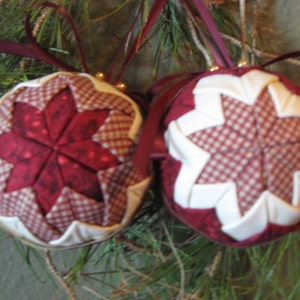 PDF File- Quilted Christmas No-Sew Ornament- Folded Star, Complete Pattern Download-Balls- PDF File