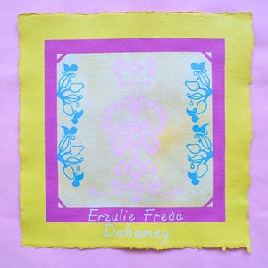 Original Erzulie Freda Veve Painting – Acrylic, Ink & Glitter on Handmade Paper – 30x30cm - Vodou Ritual Art