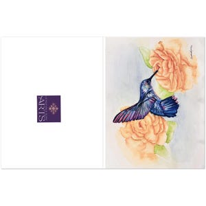 Cartões comemorativos com voo de beija-flor - Pacote com 10 - Design de rosa mágica - Personalizados e ecológicos