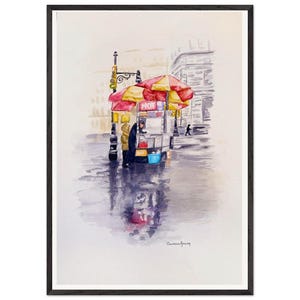 Hout ingelijste print - warme herinneringen - hotdogkar - muurkunst - handgemaakte decoratieve display