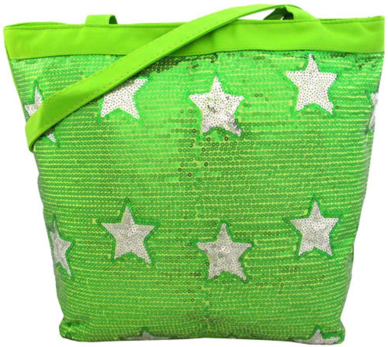 Acro Personalized Lime Sequined Star Tote Bag Ballet Dance Gymnastics