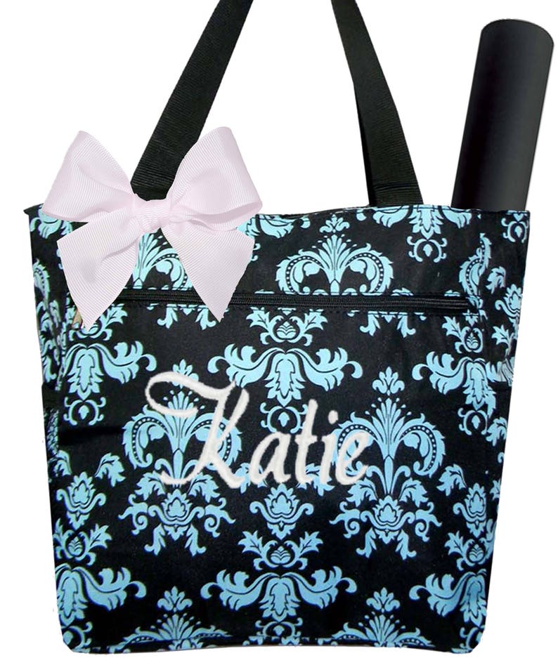 Personalized Black /& Blue Chevron Pattern Pink or White Accents Diaper Bag with Changing Pad