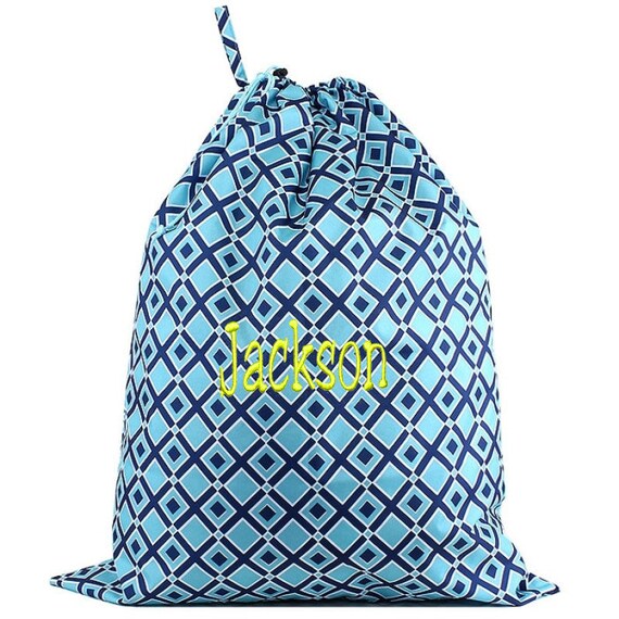 Personalized Dorm College Camp Laundry Bag Aqua Navy & White Etsy