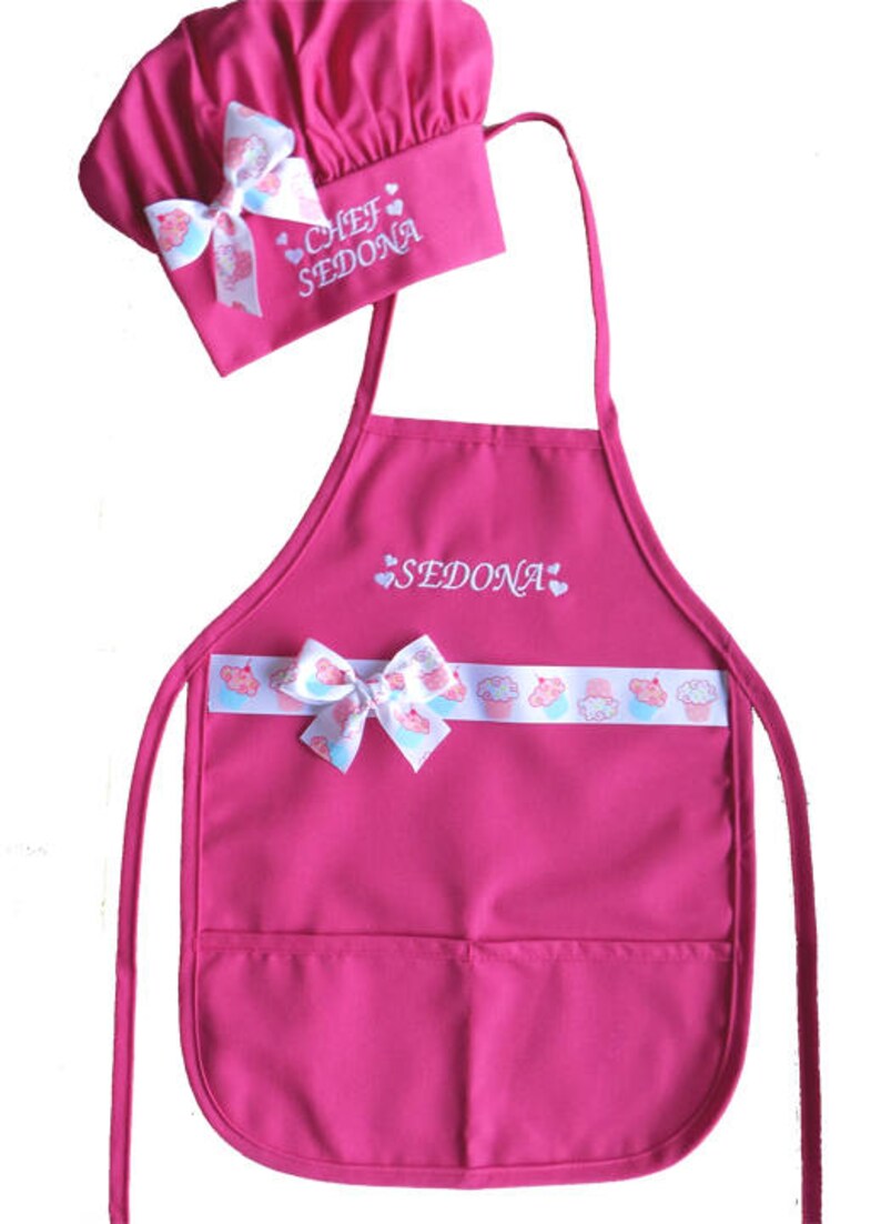 PERSONALIZED Child's Apron & Chefs Hat Hot Pink Cupcake Etsy