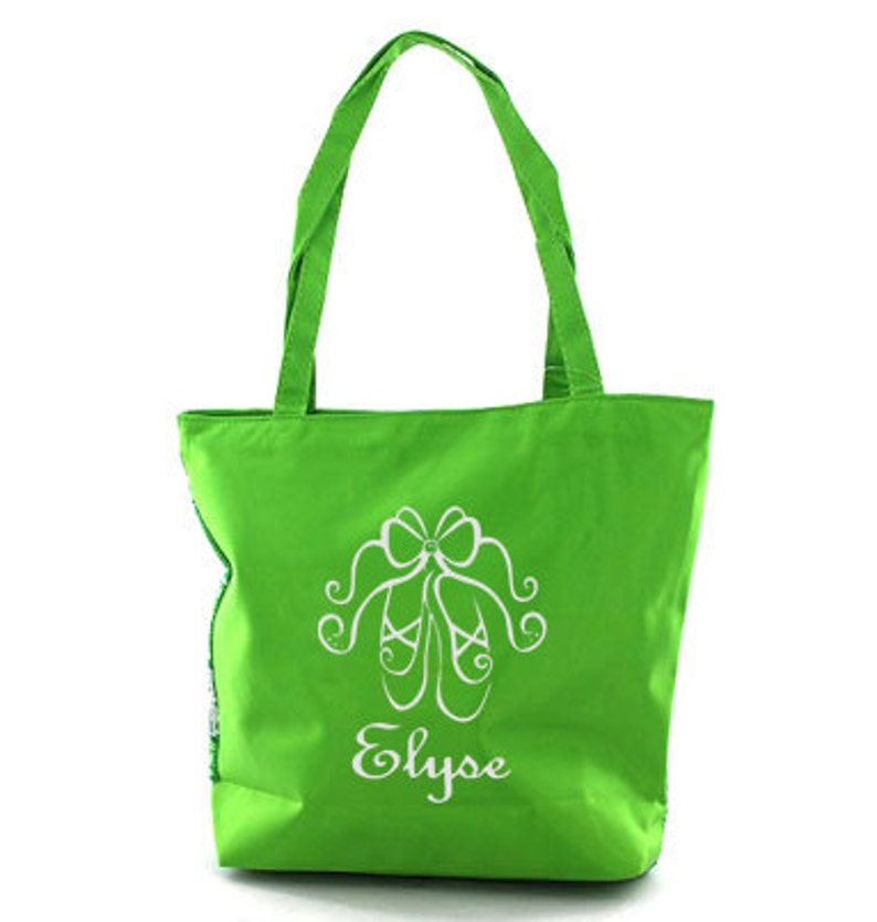 Acro Personalized Lime Sequined Star Tote Bag Ballet Dance Gymnastics