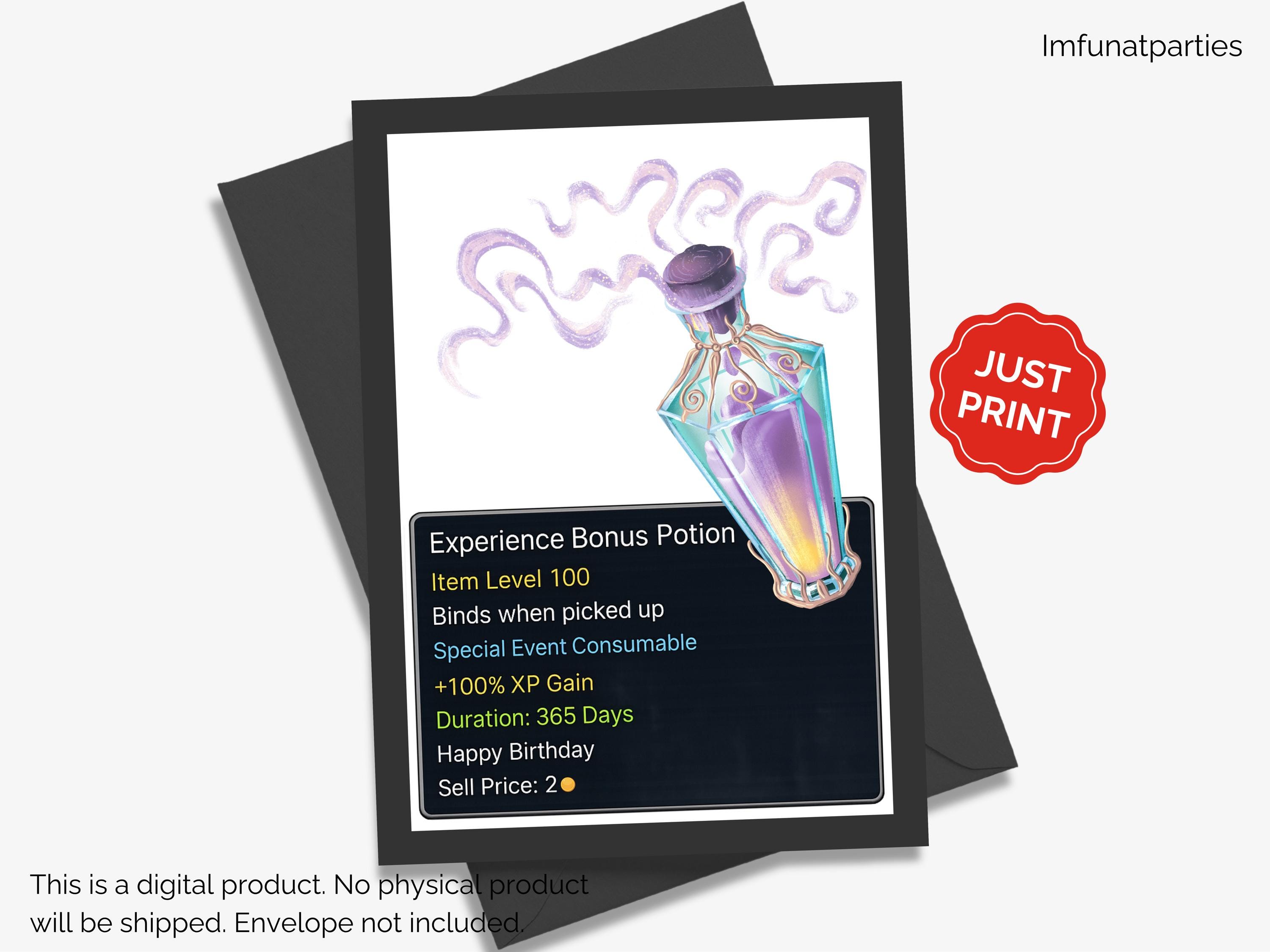 DND Birthday Card Printable, Fantasy RPG Style Video Gamer Double ...