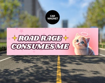 Imán para parachoques de coche con diseño de gato divertido que me consume la ira, calcomanía para coche con meme de gatito descarado, humor de la generación Z, accesorio para conductor nuevo, regalo para amantes de los gatos