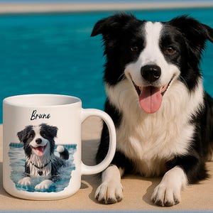 Custom Border Collie Mug with Name, Personalized Pet Mug, Coffee Mug, Mug for Mom, Mug for Dad, Dogs