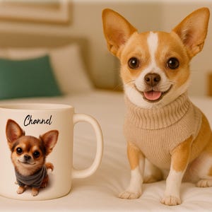 Personalized Chihuahua Mug with Name, Custom Pet Mug, Coffee Mug, Mug for Mom, Mug for Dad, Dogs