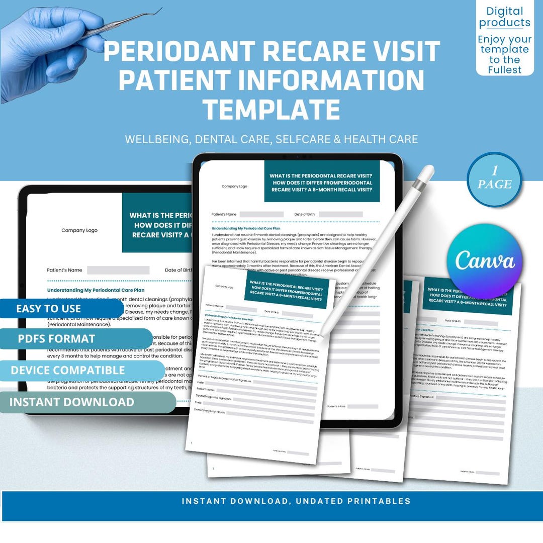 Periodontal Recare Visit Dental Form: Editable Canva Template ...