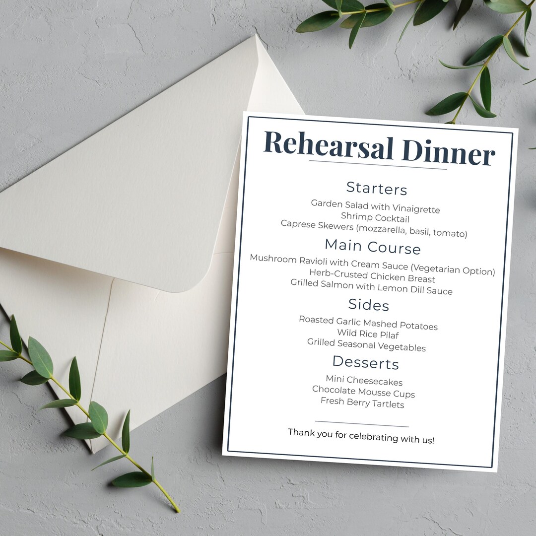 Image 4 for Rehearsal Dinner Menu Template