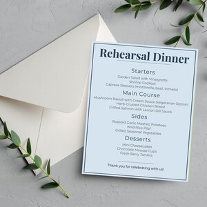 Editable Wedding Menu Template – Dusty Blue | Printable Canva Menu | Instant Download