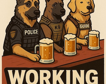 Working Like a Dog Sticker – Funny K9 Unit, Police Dog - Guide Dog Vinyl Decal for Dog Lovers & First Responders