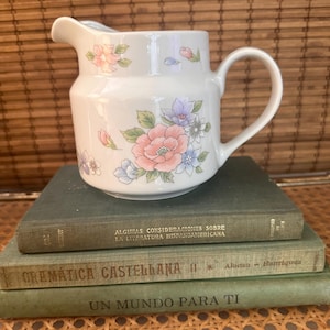 Vintage Floral Creamer Pitcher: 1989 FTDA Japan Cottagecore Kitchen Decor