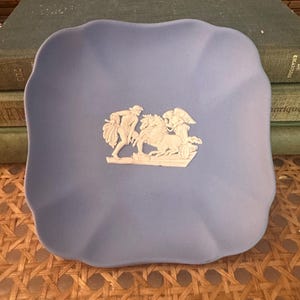 Vintage Wedgwood Blue Jasperware Dish: Neoclassical Ring Trinket Tray