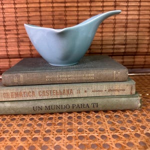 Vintage Monterey California Pottery Aqua Gravy Boat 1950s Sculptural Sauce Server