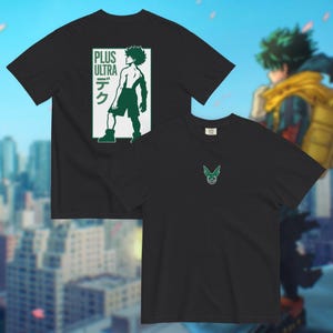 Deku Plus Ultra Shirt – Embroidered Anime Logo & Printed Back – My Hero Academia Tee – Anime Fan Gift – BNHA Cosplay Shirt