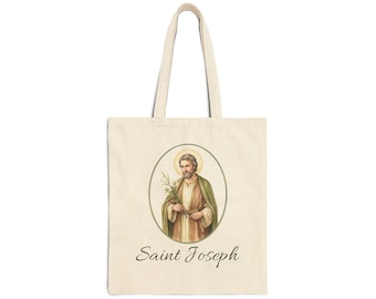 Saint Joseph Tote Bag | Cotton Canvas Religious Devotional Tote