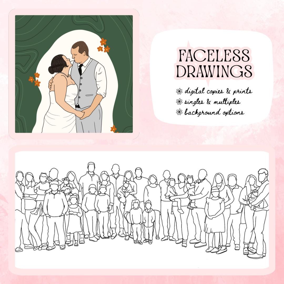 Face Less Drawing Examples Faceless Digital Drawings - Etsy